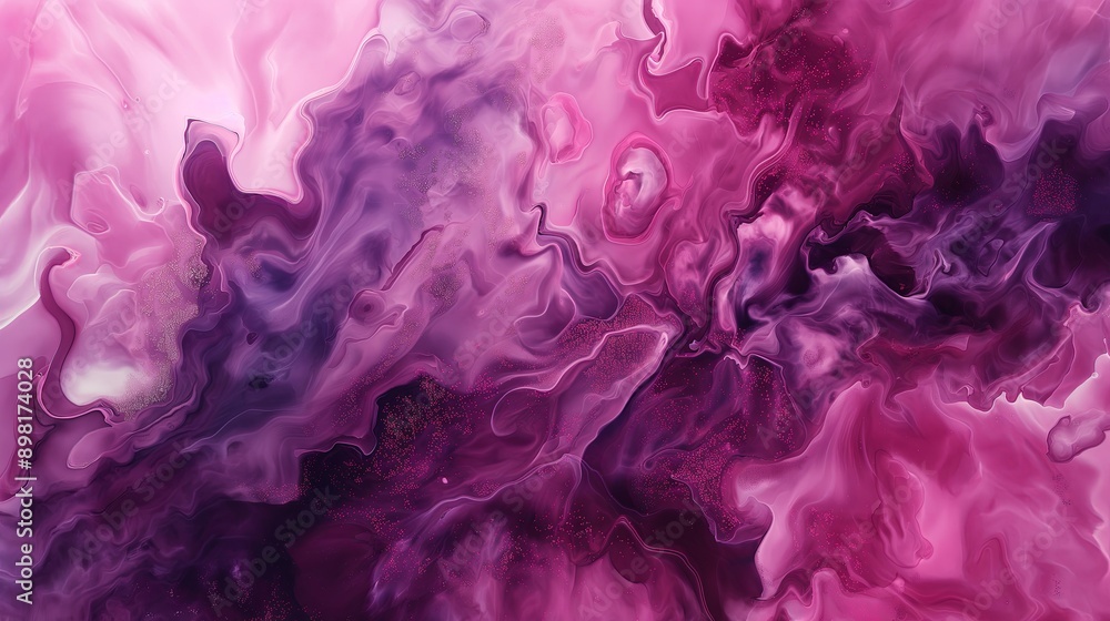 A purple and pink painting with a lot of swirls and splatters. Abstract background A purple and pink painting with a lot of swirls and splatters. Abstract background