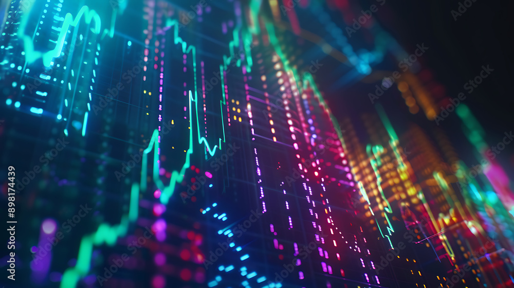A colorful graph with many lines and dots A colorful graph with many lines and dots