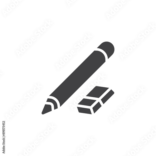Rubber eraser and pencil vector icon