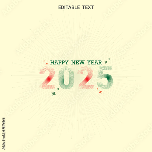 Happy New Year 2025 premium editable text effect Vector illustration template