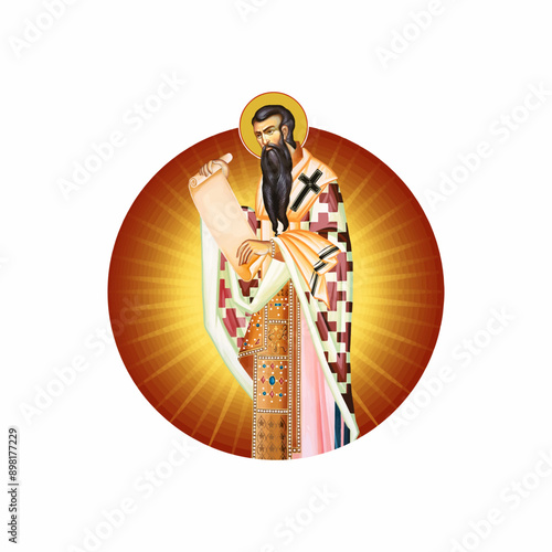 Basil of Caesarea. Christian illustration in Byzantine style 