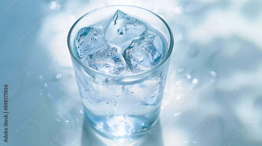 Close-up of cold plain or sparkling water in a glass with ice cubes, refreshing summer drink, fresh cool transparent pure beverage with frosty squares, clear aqua, juicy and frosty Close-up of cold plain or sparkling water in a glass with ice cubes, refreshing summer drink, fresh cool transparent pure beverage with frosty squares, clear aqua, juicy and frosty
