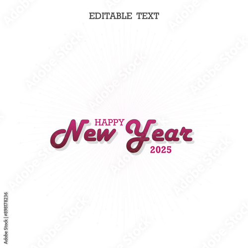 Happy New Year 2025 premium editable text effect Vector illustration template