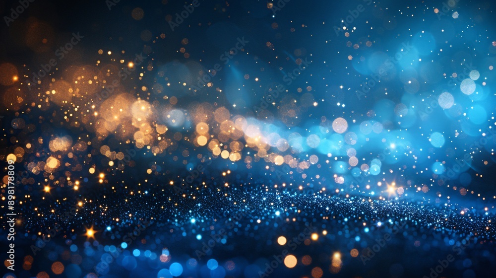Fototapeta premium Sparkling Blue and Gold Glitter Background