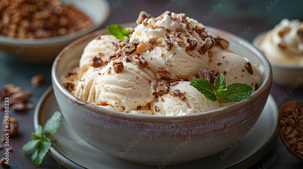 Bread with delicious ice cream topping, ice cream with delicious Bread topping Bread with delicious ice cream topping, ice cream with delicious Bread topping
