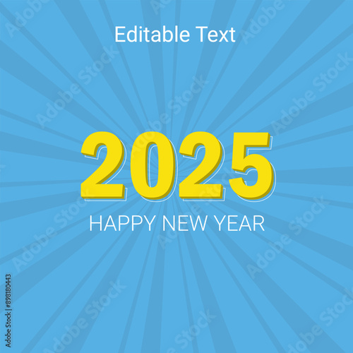 Happy New Year 2025 premium editable text effect Vector illustration template