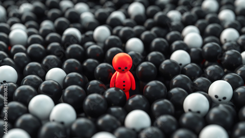 An unsociable red plastic figurine