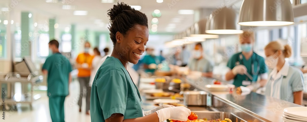 Fototapeta premium Healthcare Facility hospital cafeteria staff visitor