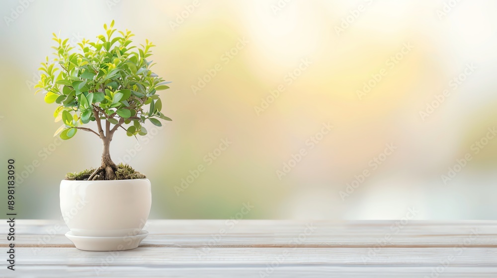 A small potted plant with vibrant green leaves, sitting on a wooden surface, perfect for home decor or gardening themes. A small potted plant with vibrant green leaves, sitting on a wooden surface, perfect for home decor or gardening themes.