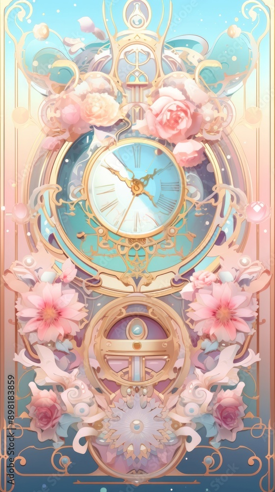 Naklejka premium Gear flower clock architecture.