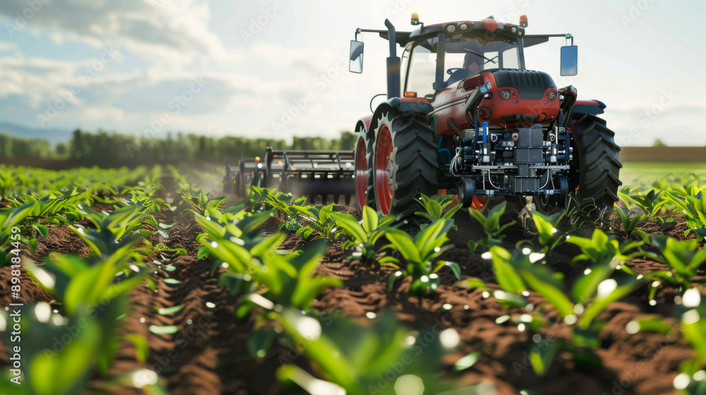 High-tech agricultural operations with autonomous tractors High-tech agricultural operations with autonomous tractors