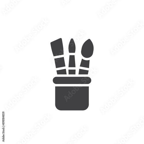 Paint brushes in a holder vector icon