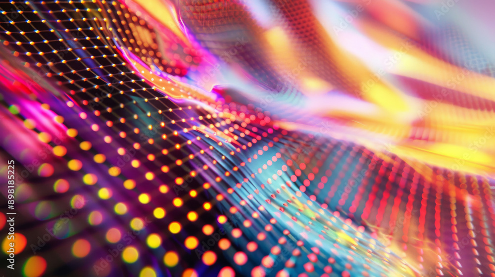 Holographic grids with vibrant, shifting colors Holographic grids with vibrant, shifting colors