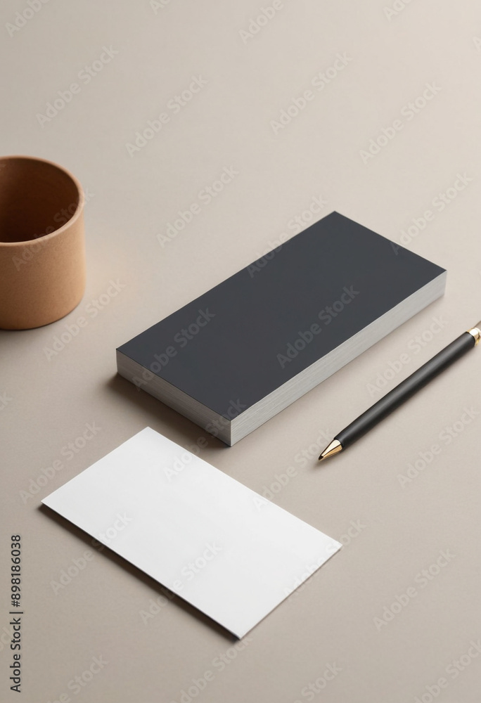 Minimalist business card mockup on a clean desk. Minimalist business card mockup on a clean desk.