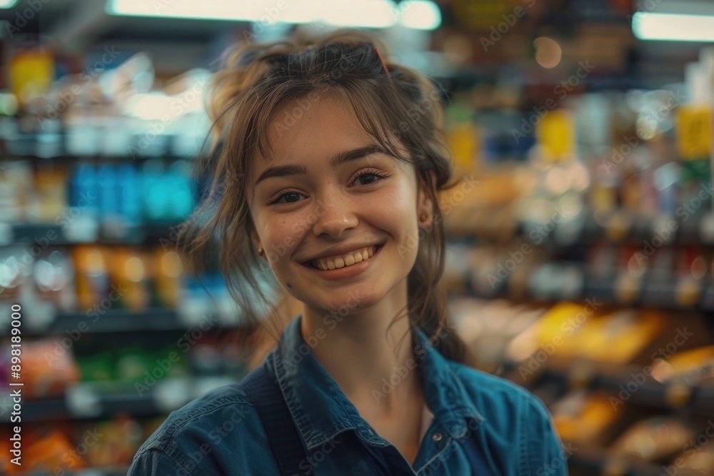 Woman shopping in grocery store Woman shopping in grocery store
