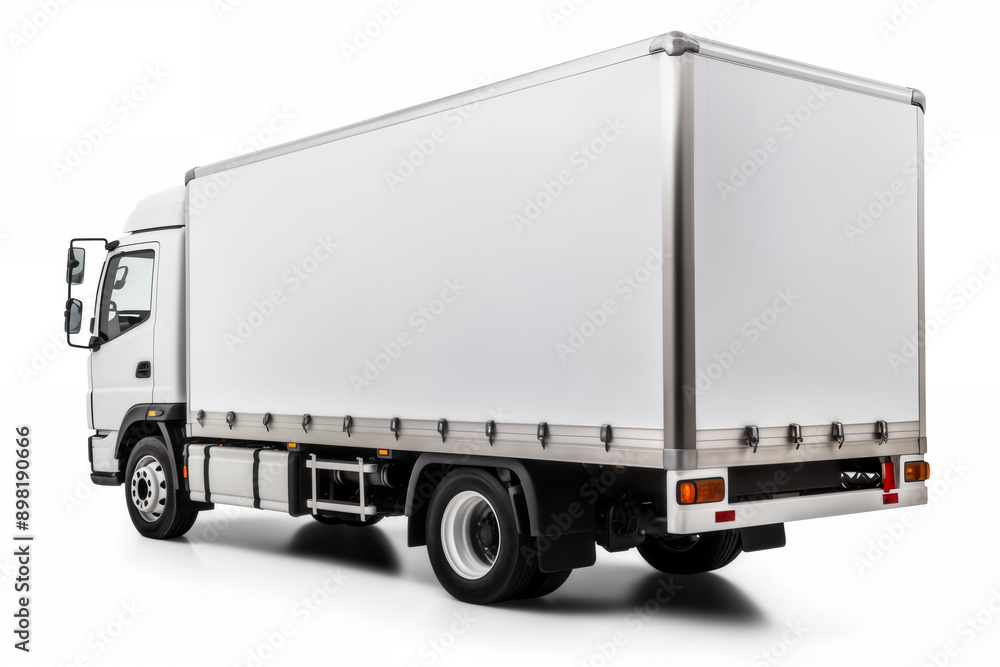A clean white truck on white background, one object A clean white truck on white background, one object