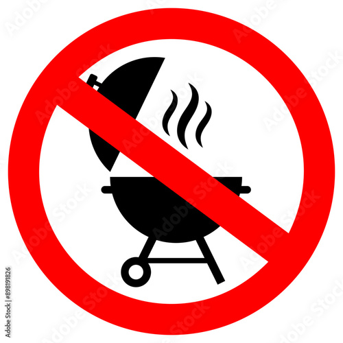 No grill vector sign, bbq forbidden icon