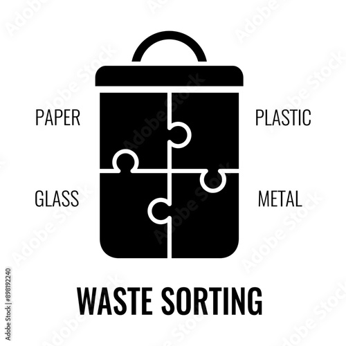 Waste sorting vector icon