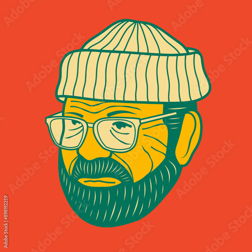 Old man face avatar illustration graphic design 68