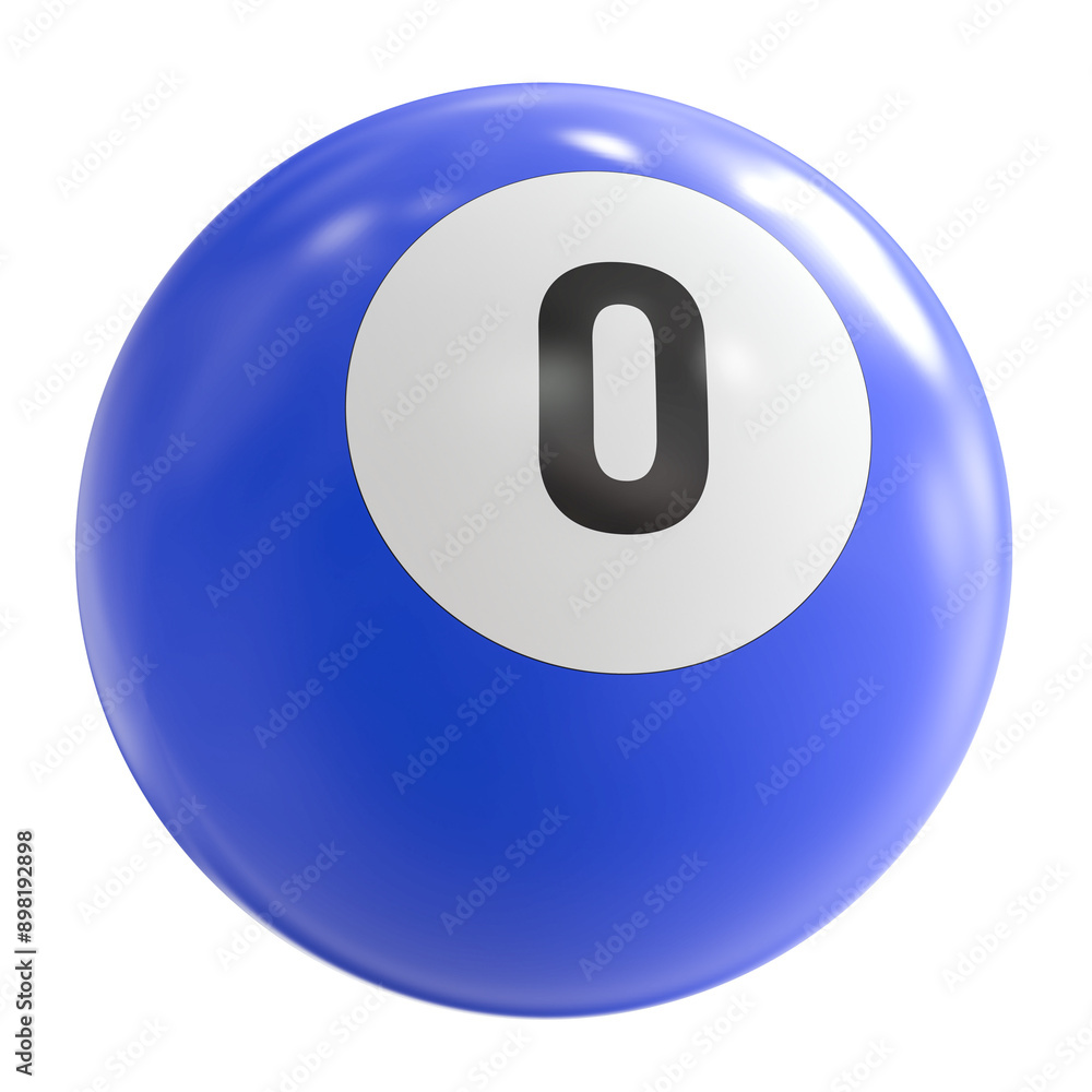 3D Render of Blue Billiard Ball Number 0 3D Render of Blue Billiard Ball Number 0