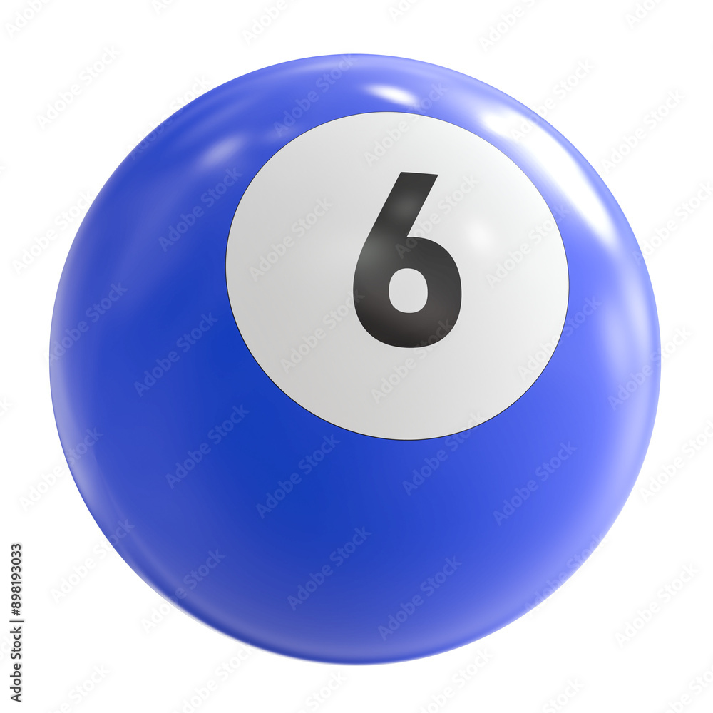 3D Render of Blue Billiard Ball Number 6 3D Render of Blue Billiard Ball Number 6