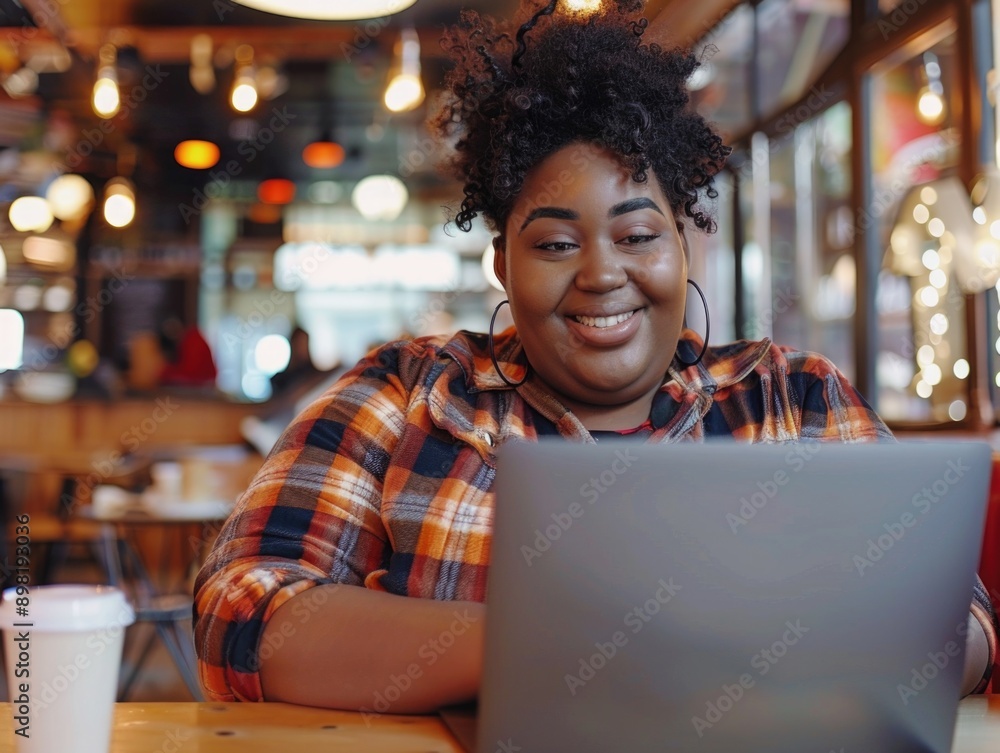 A woman sits at a table with a laptop, focused on her work A woman sits at a table with a laptop, focused on her work
