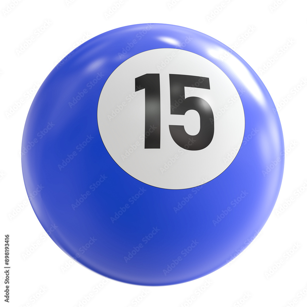 3D Render of Blue Billiard Ball Number 15 3D Render of Blue Billiard Ball Number 15