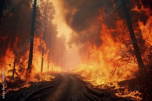 Forest Fire Quickly Spreads Across Large Areas of Forest © Lazartivan