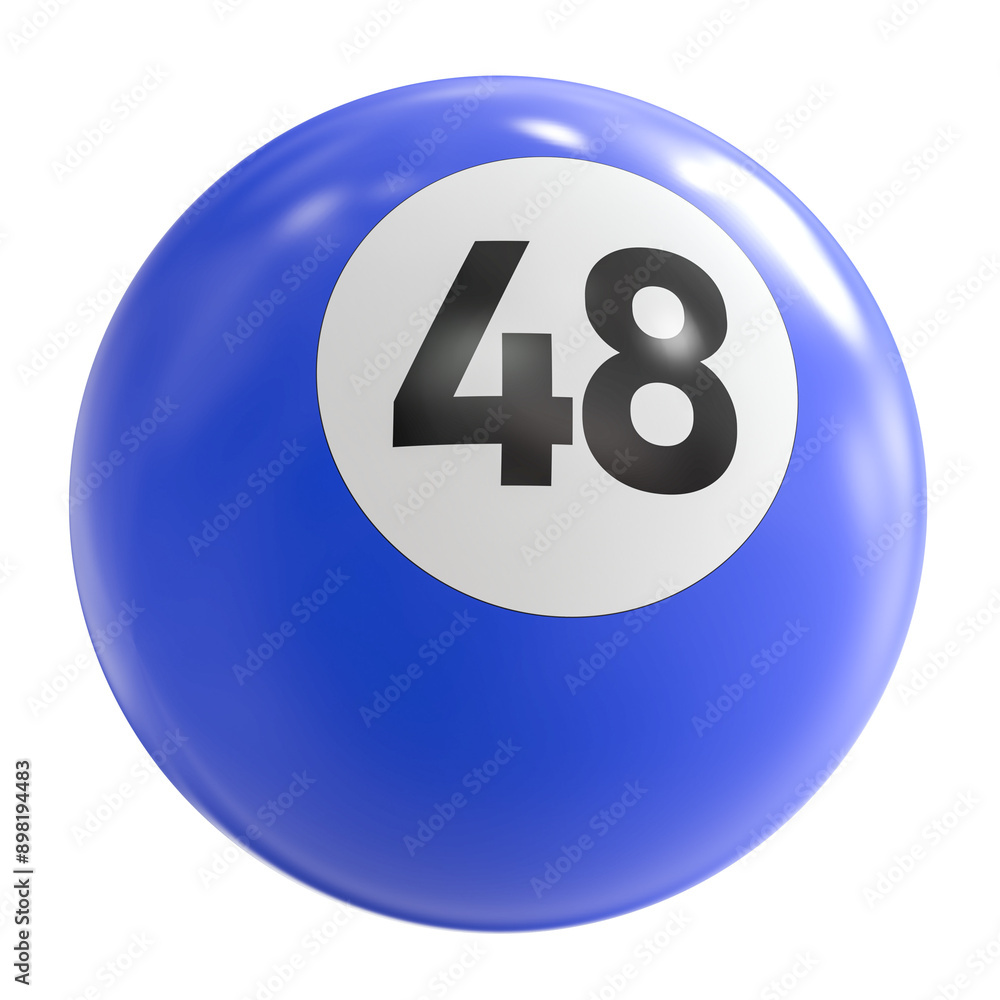 3D Render of Blue Billiard Ball Number 48 3D Render of Blue Billiard Ball Number 48