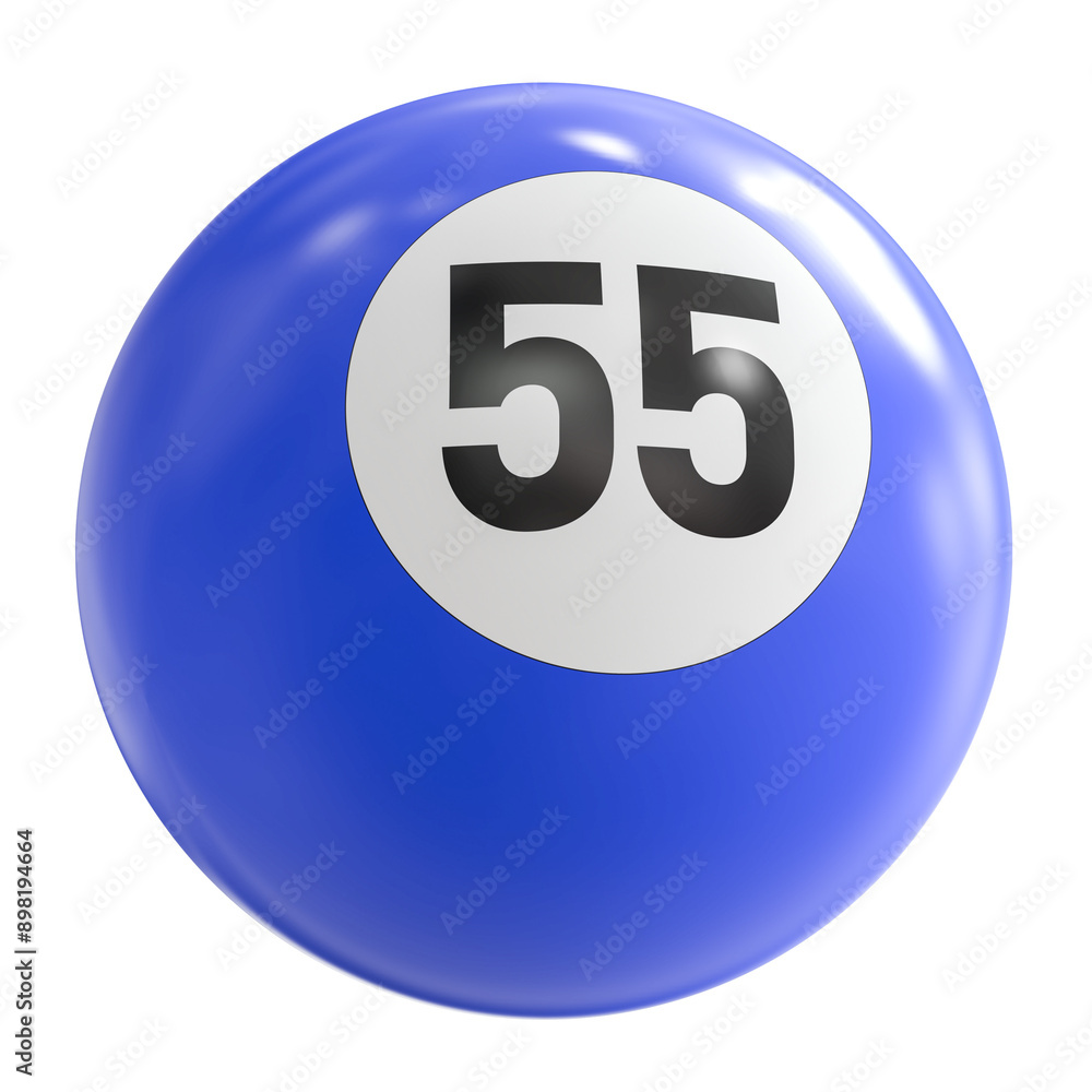 3D Render of Blue Billiard Ball Number 55 3D Render of Blue Billiard Ball Number 55