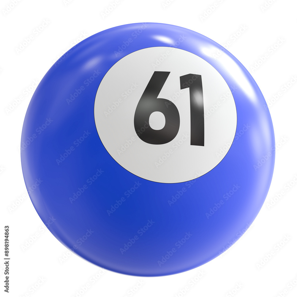 3D Render of Blue Billiard Ball Number 61 3D Render of Blue Billiard Ball Number 61