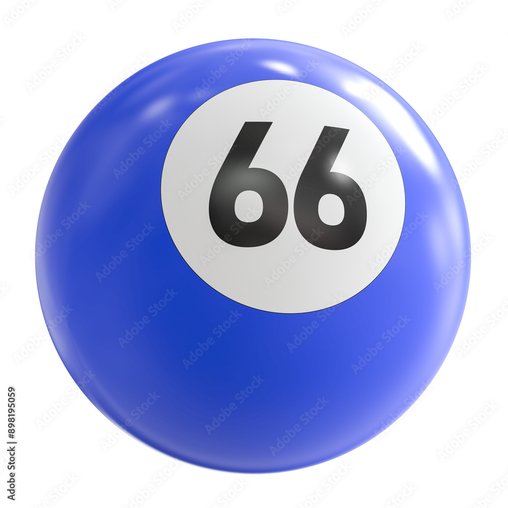 3D Render of Blue Billiard Ball Number 66 3D Render of Blue Billiard Ball Number 66