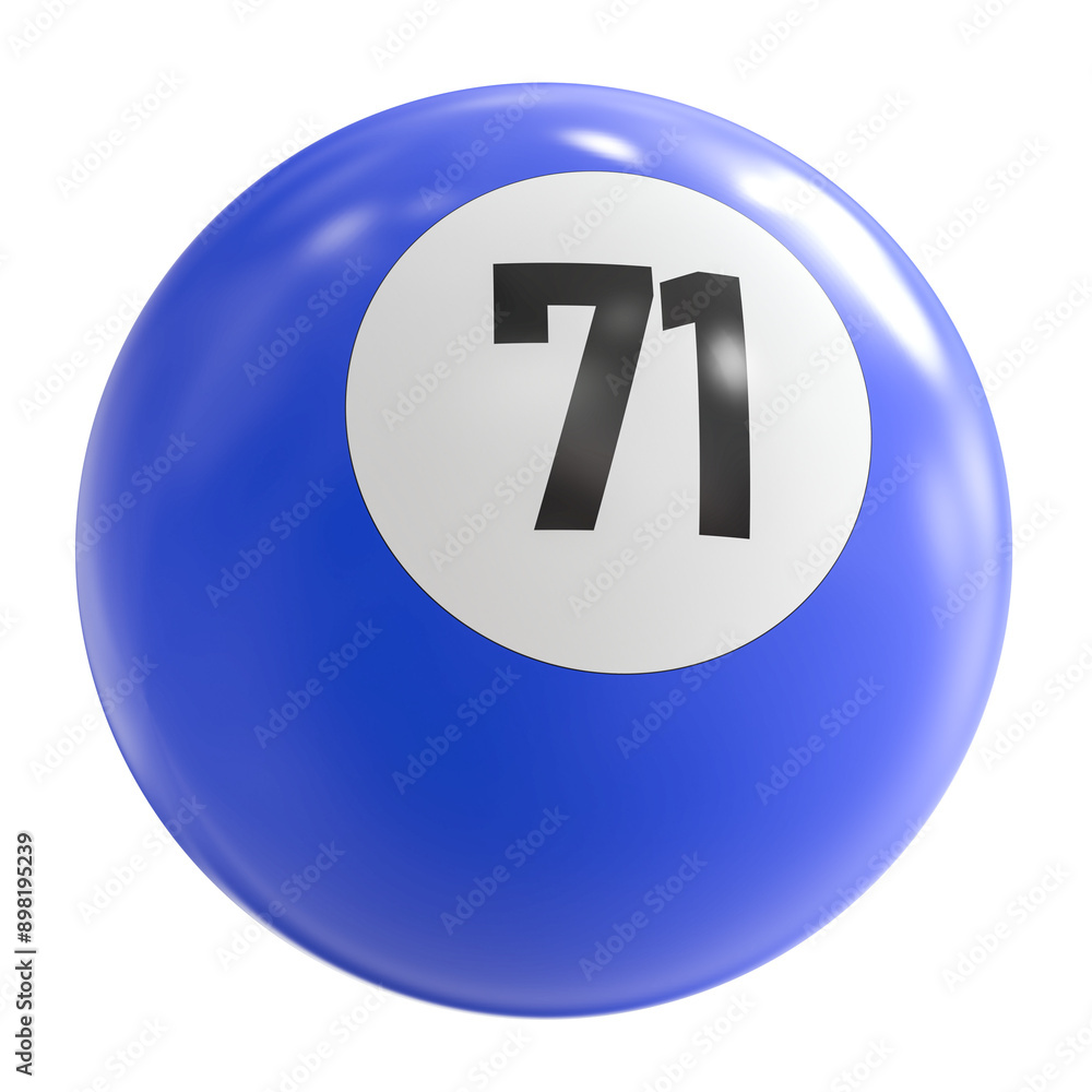 3D Render of Blue Billiard Ball Number 71 3D Render of Blue Billiard Ball Number 71