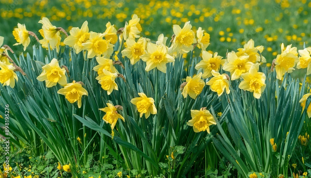 Spring Easter background with beautiful yellow daffodils Spring Easter background with beautiful yellow daffodils