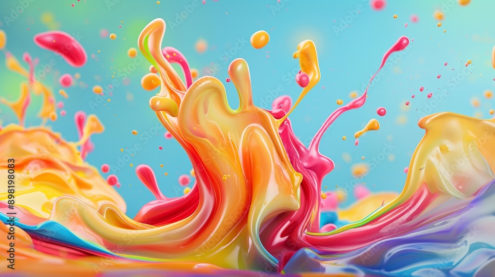A splash of paint with a rainbow of colors. The colors are bright and vibrant, creating a sense of energy and excitement. The splatter of paint is in motion, giving the impression of movement A splash of paint with a rainbow of colors. The colors are bright and vibrant, creating a sense of energy and excitement. The splatter of paint is in motion, giving the impression of movement