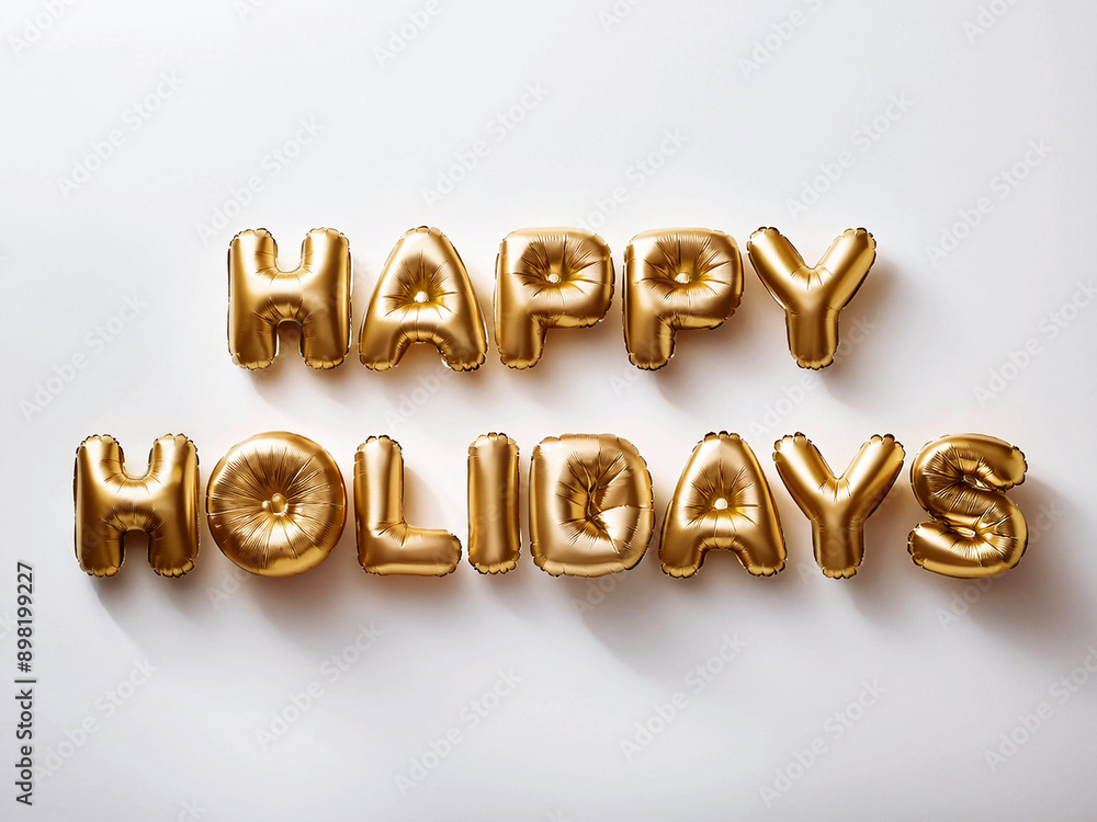 Happy holidays 3D gold balloon text, 새해 골드 메탈 풍선 텍스트 Happy holidays 3D gold balloon text, 새해 골드 메탈 풍선 텍스트
