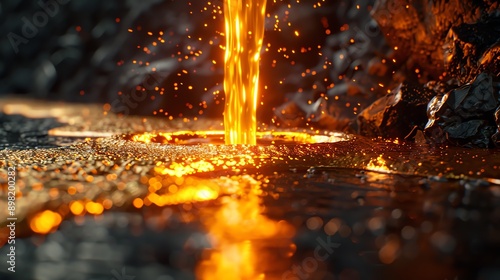 Molten Metal Pouring into a Pool. © DudeDesignStudio