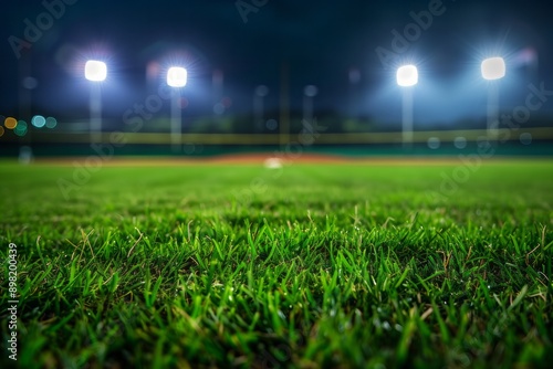 Baseball stadium at night. AI generative