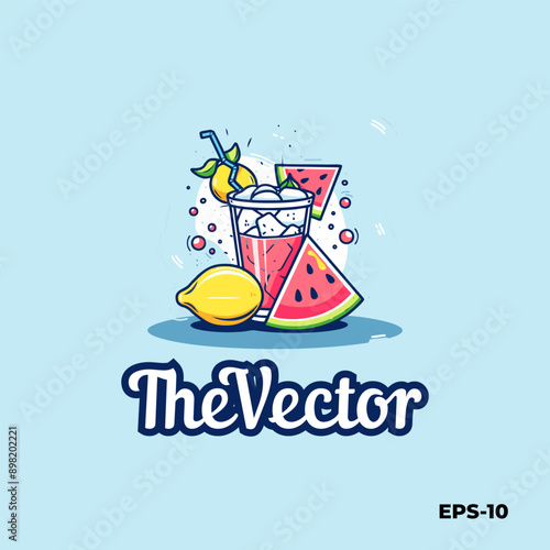 Fruit and dessert at summer emoji, logo, vector, mascot, character, cartoon, illustration