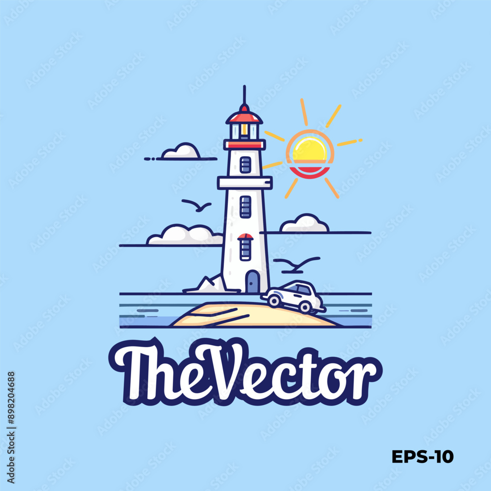Lighthouse line logo, vector, mascot, character, cartoon, illustration Lighthouse line logo, vector, mascot, character, cartoon, illustration