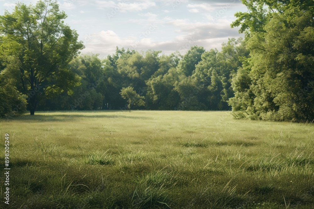 Obraz premium Empty grass field stage landscape grassland outdoors.