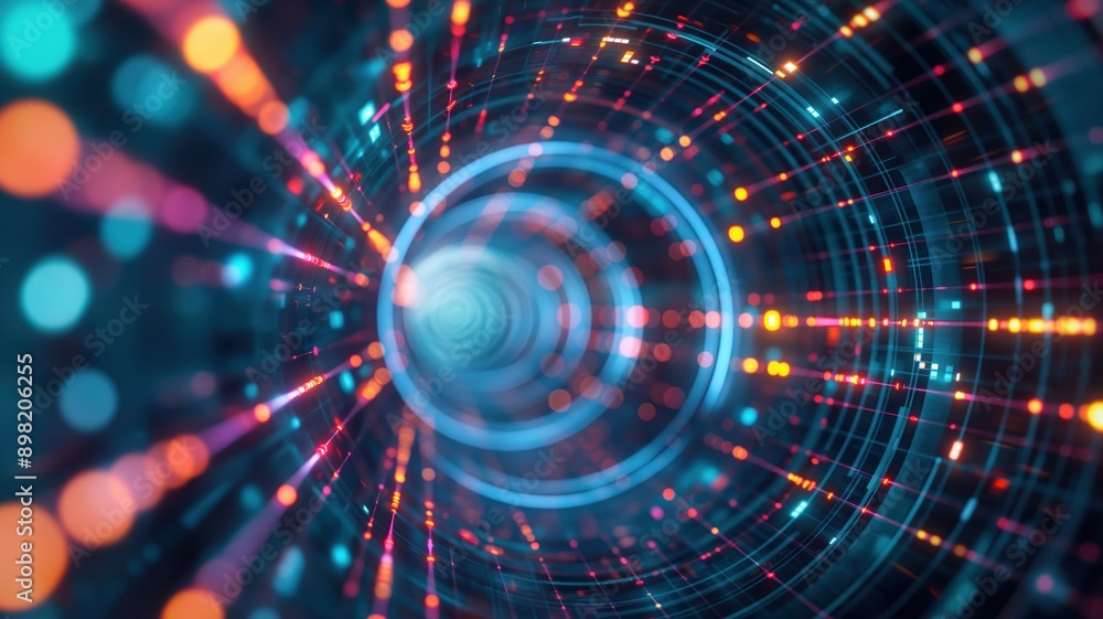 Digital abstract tunnel, virtual reality integration, essence of progression, immersive visuals, sleek aesthetics Digital abstract tunnel, virtual reality integration, essence of progression, immersive visuals, sleek aesthetics