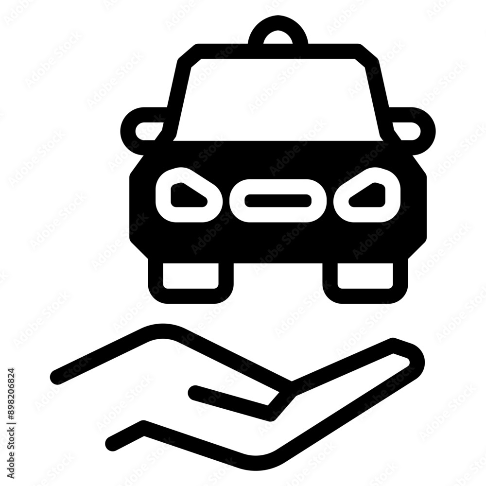 A car icon in the middle represents service, security, and insurance. A car icon in the middle represents service, security, and insurance.