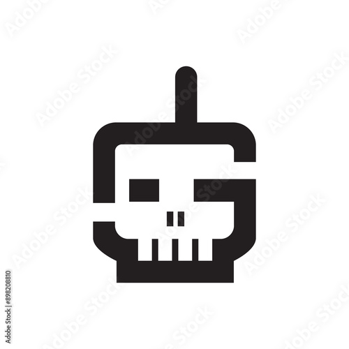 Human skull cartoon illustration and doodle, logo mascot