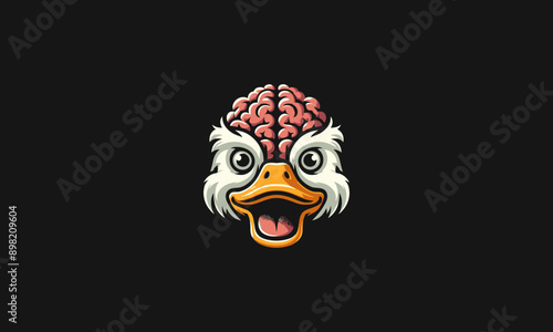 head duck with brain vector illustration logo design