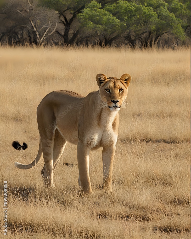 Lone Lioness in Savanna Lone Lioness in Savanna