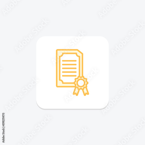 Certificate duotone line icon , vector, pixel perfect, illustrator file