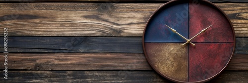 Vintage Clock on Rustic Wooden Background