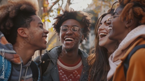 A group of young people standing together, possibly at an event or gathering