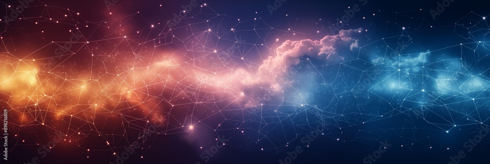 Naklejka premium Abstract Cosmic Network with Starry Nebulae